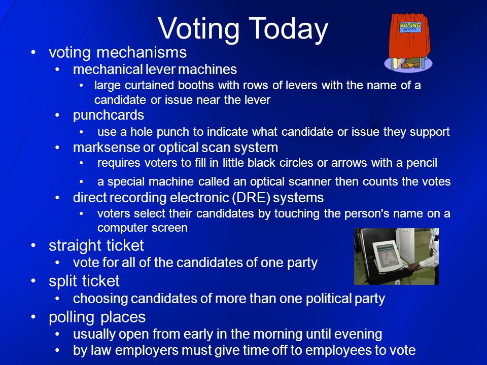 Voting Today voting mechanisms straight ticket split ticket