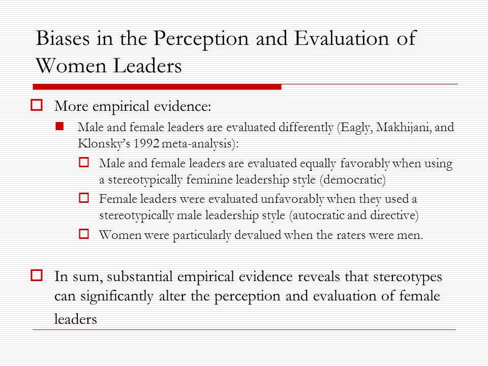 Biases in the Perception and Evaluation of Women Leaders