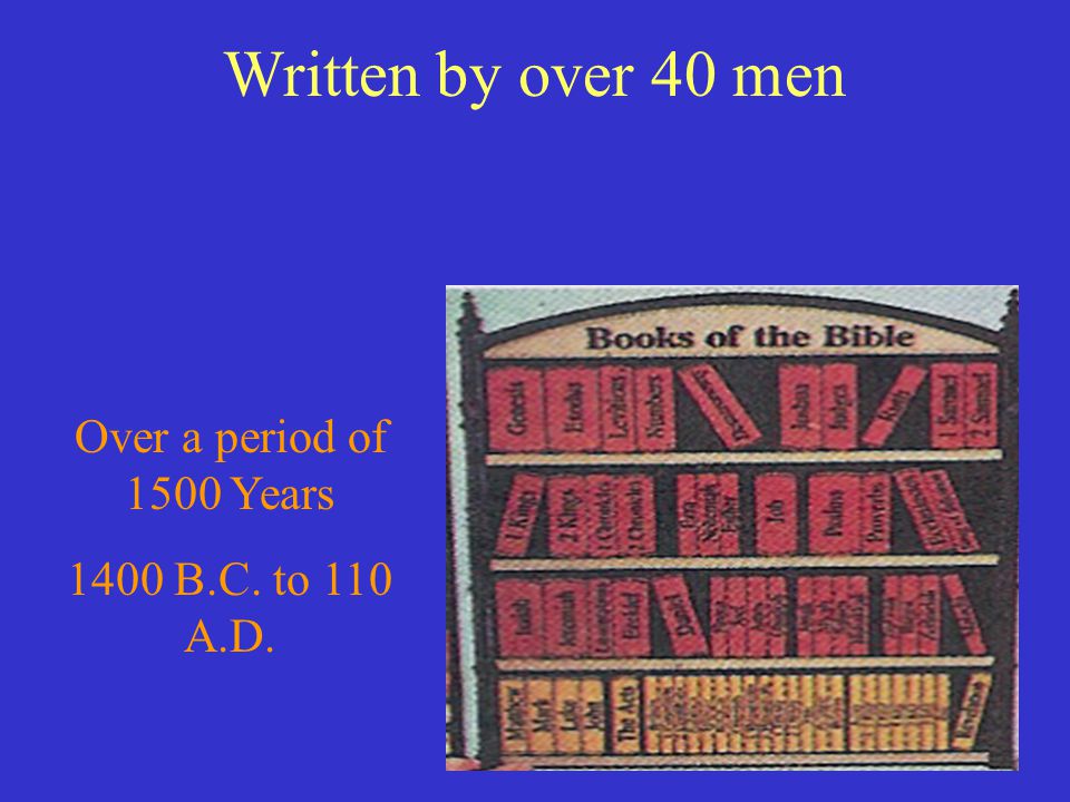 Written by over 40 men Over a period of 1500 Years
