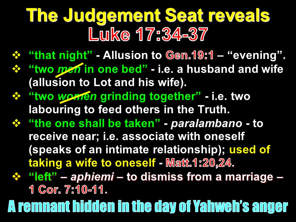 The Judgement Seat reveals Luke 17:34-37