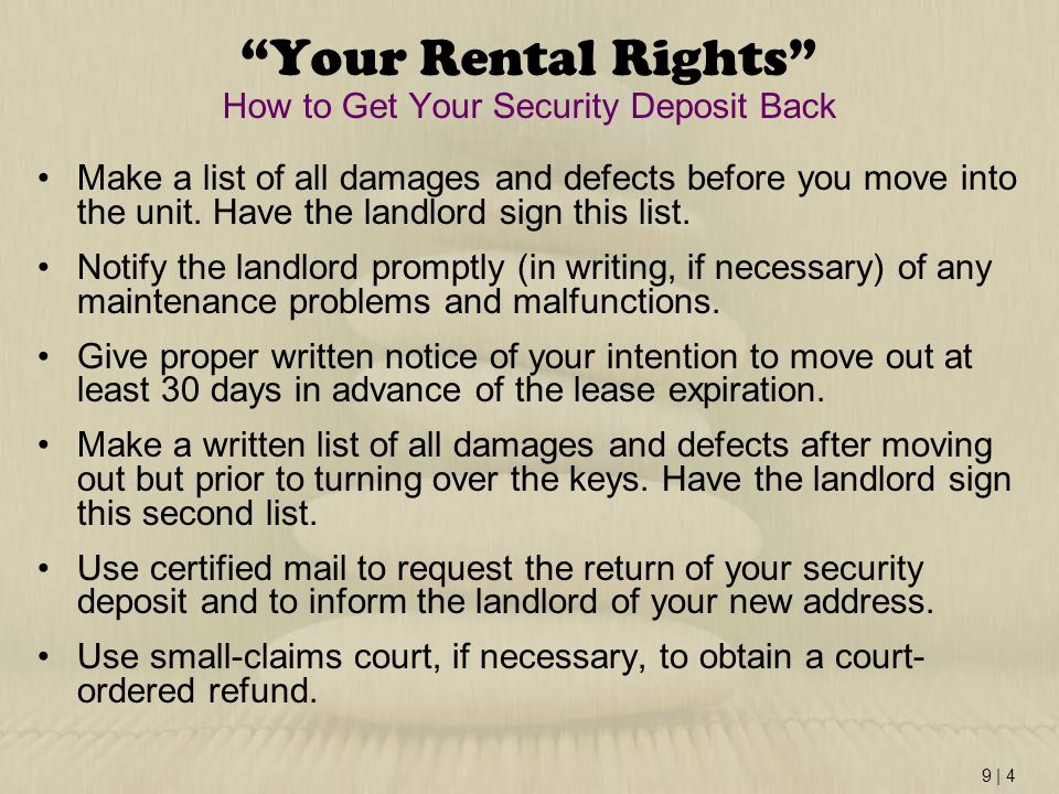 Your Rental Rights How to Get Your Security Deposit Back