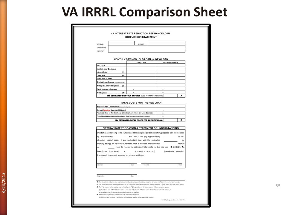 Va Loan Comparison Worksheet Worksheet List