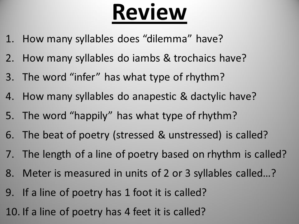 Review How many syllables does dilemma have