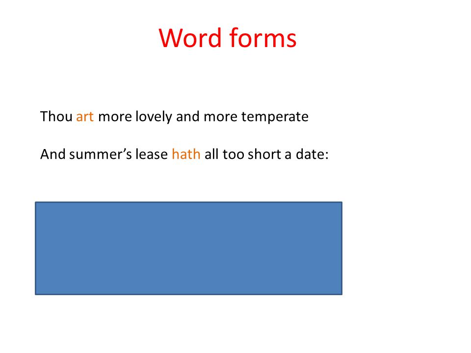 Word forms Thou art more lovely and more temperate