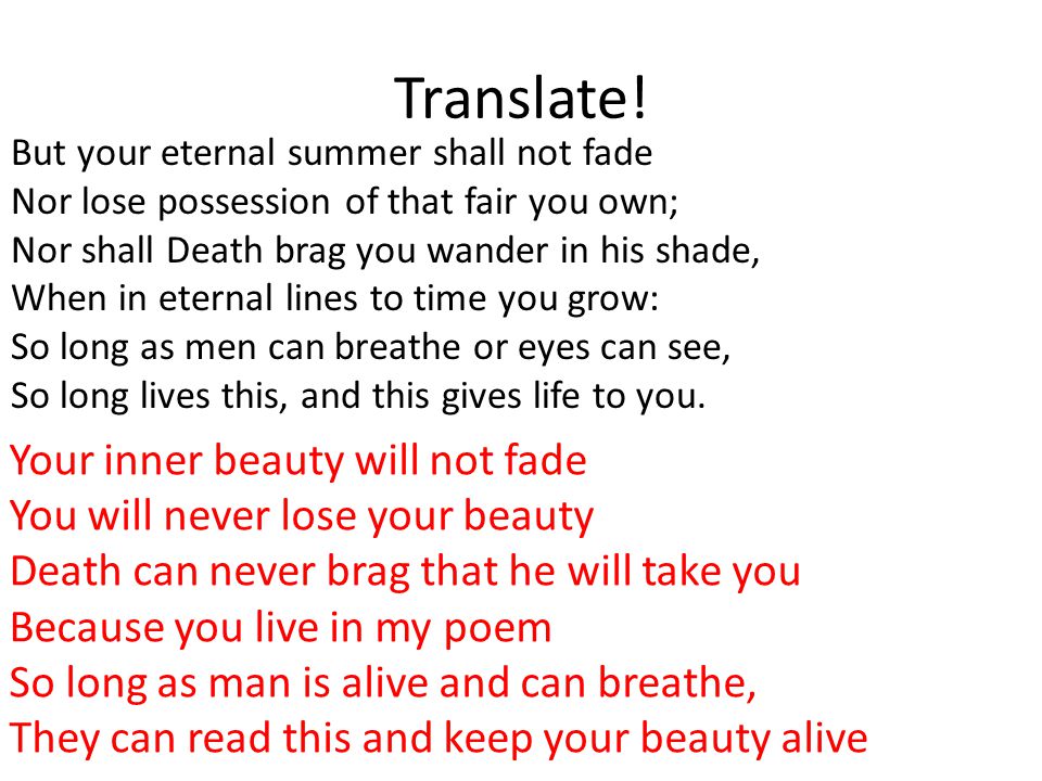 Translate! Your inner beauty will not fade
