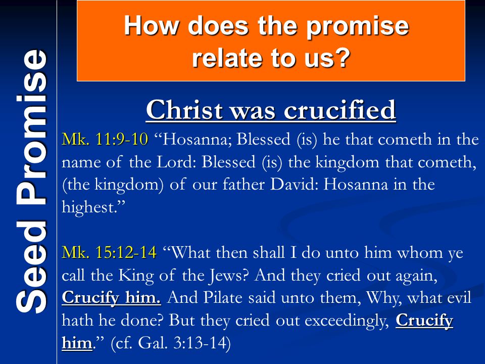 Seed Promise Christ was crucified How does the promise relate to us