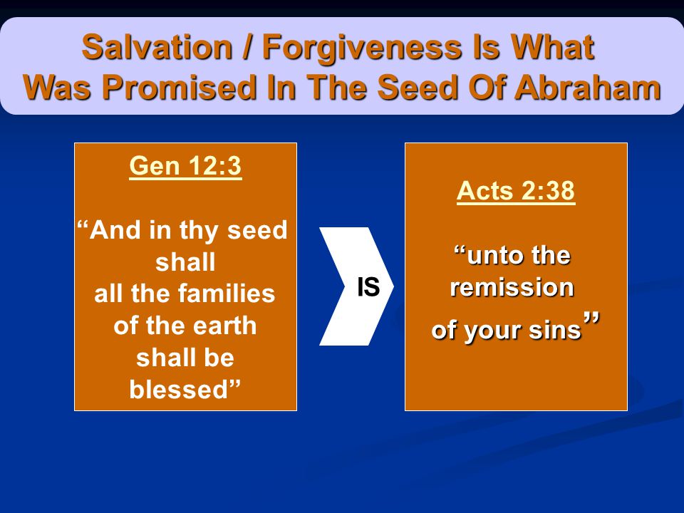 Salvation / Forgiveness Is What Was Promised In The Seed Of Abraham