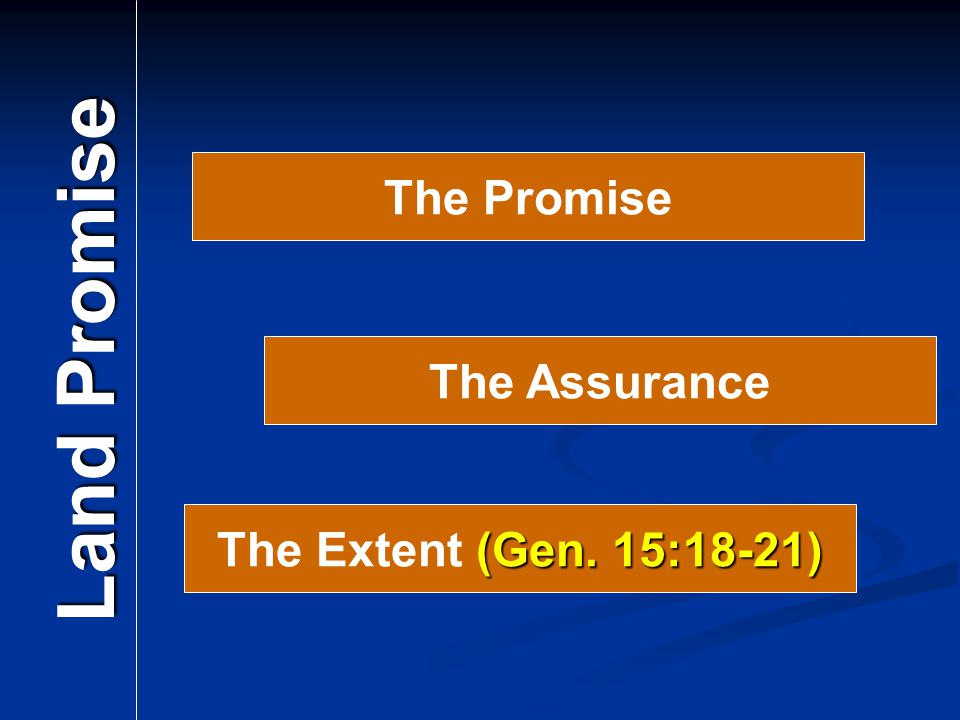 The Promise Land Promise The Assurance The Extent (Gen. 15:18-21)