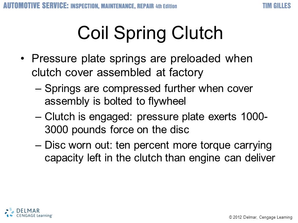 Coil Spring Clutch Pressure plate springs are preloaded when clutch cover assembled at factory.
