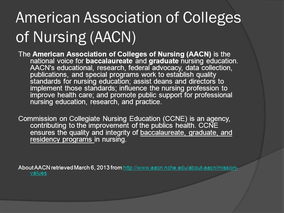 American Association of Colleges of Nursing (AACN)