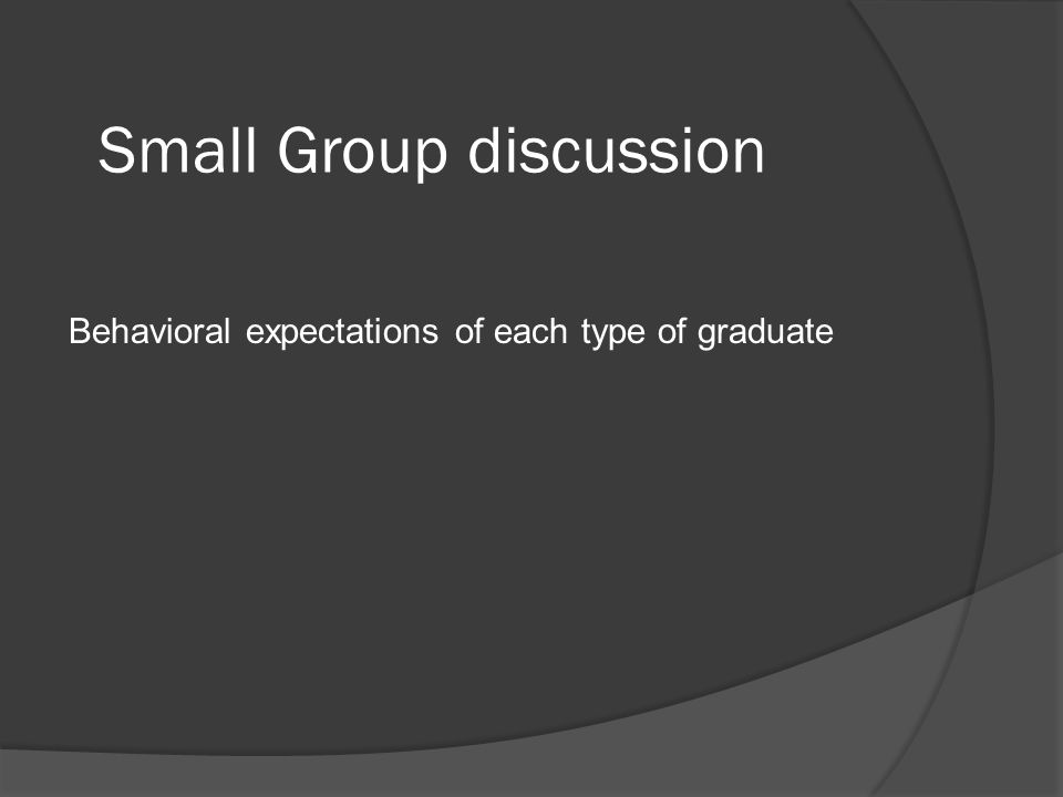 Small Group discussion