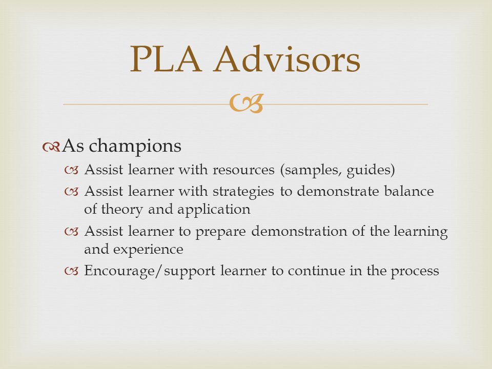 PLA Advisors As champions