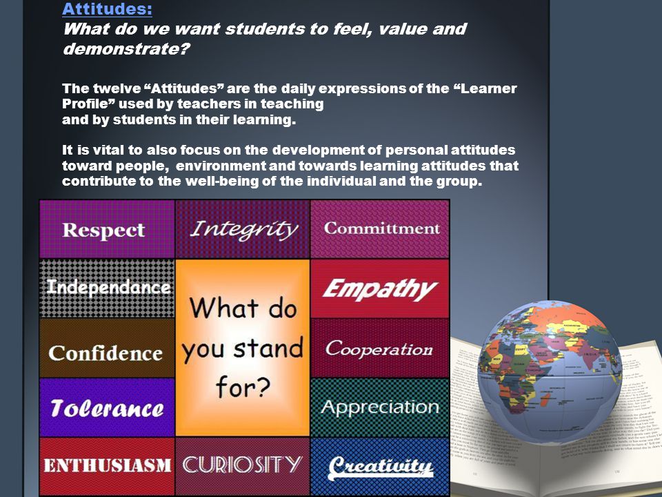 Attitudes: What do we want students to feel, value and demonstrate
