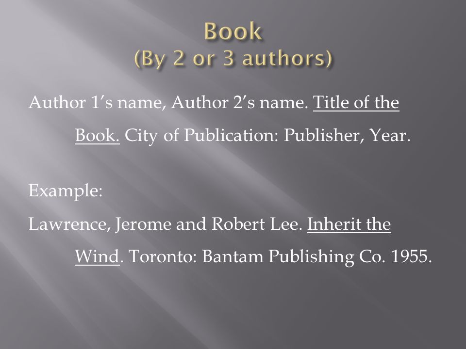 Book (By 2 or 3 authors)
