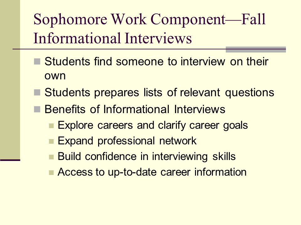 Sophomore Work Component—Fall Informational Interviews