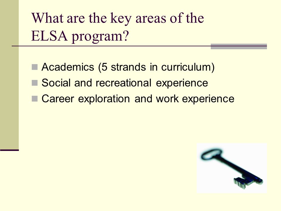 What are the key areas of the ELSA program
