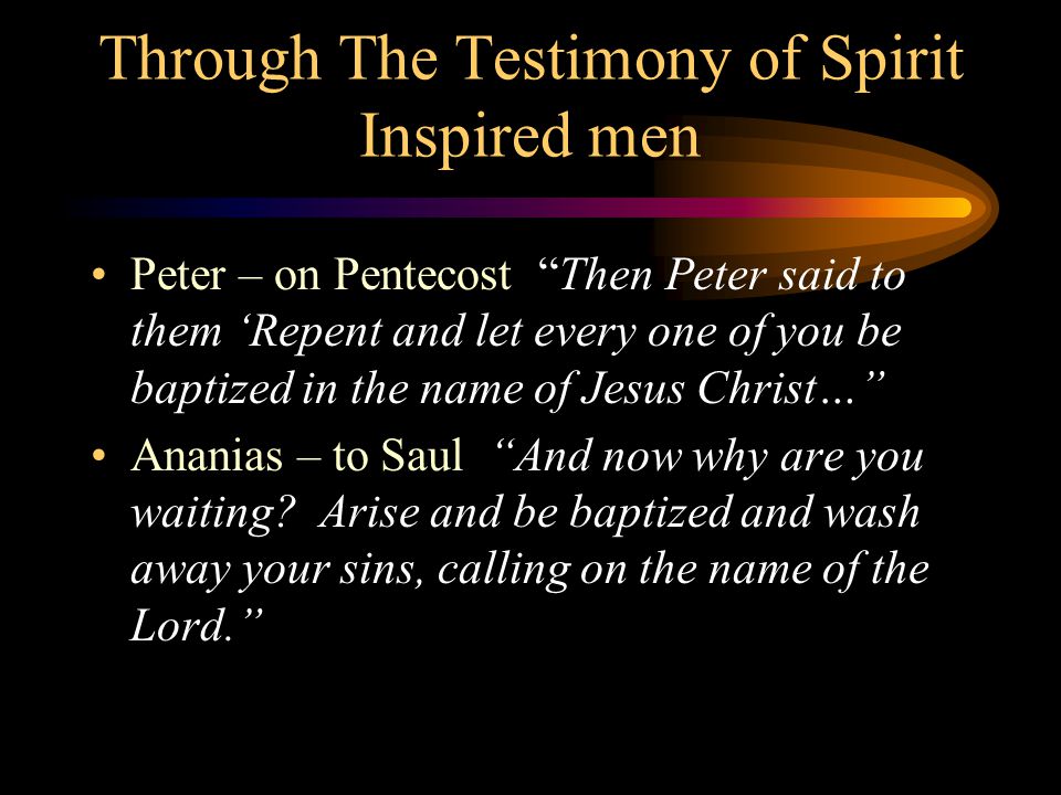 Through The Testimony of Spirit Inspired men