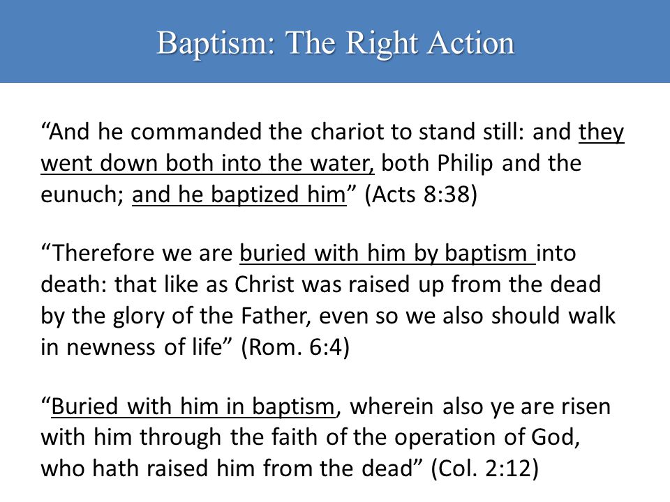 Baptism: The Right Action