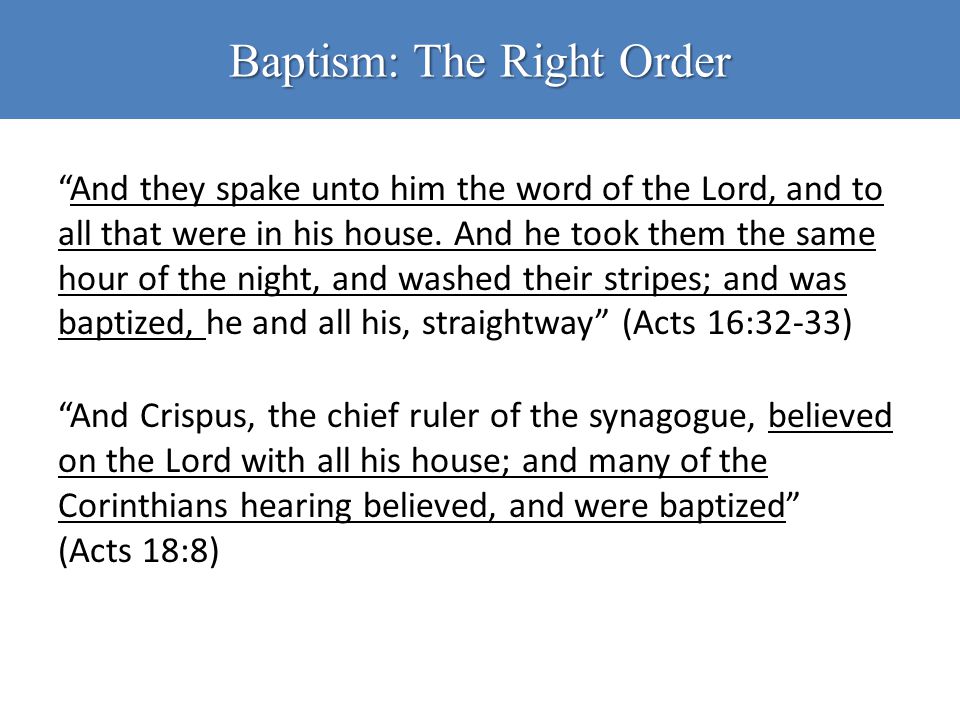 Baptism: The Right Order