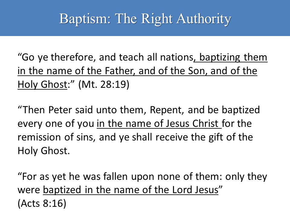 Baptism: The Right Authority