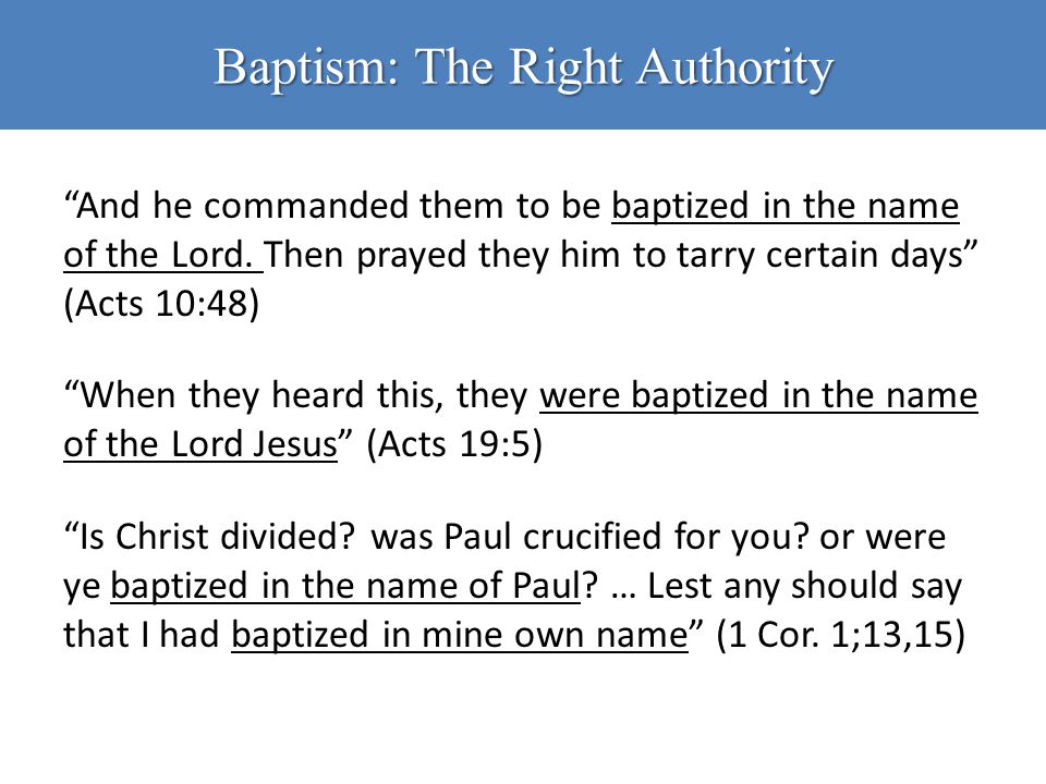 Baptism: The Right Authority