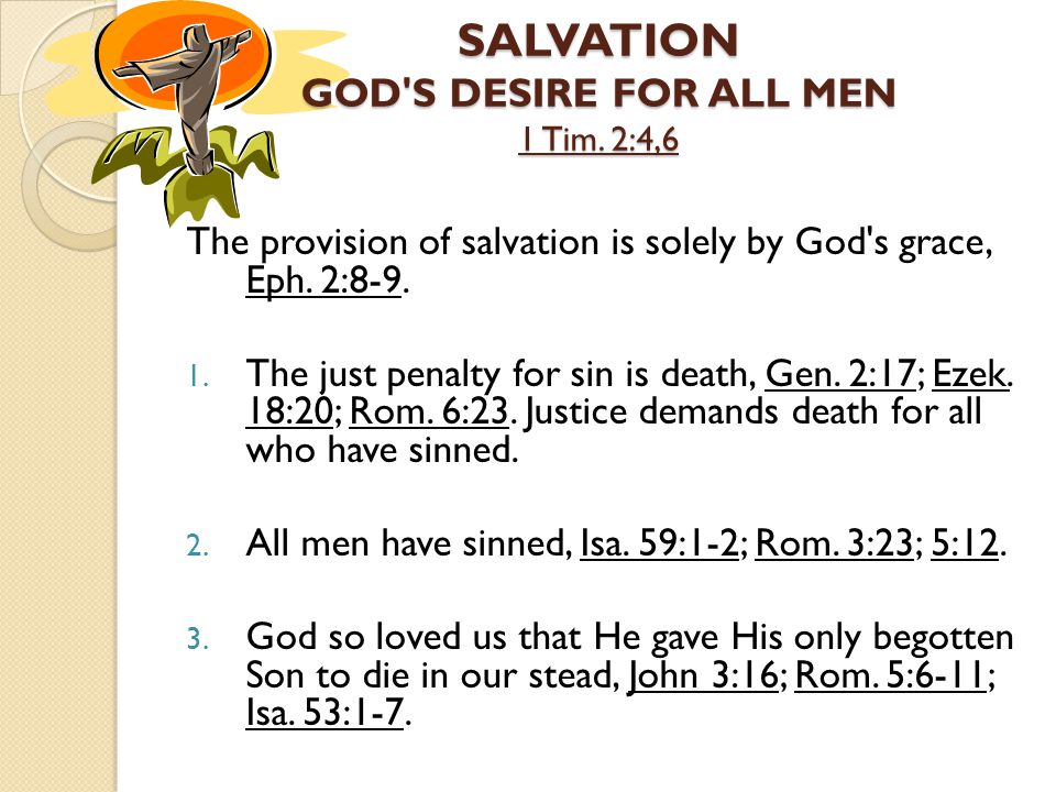 SALVATION GOD S DESIRE FOR ALL MEN 1 Tim. 2:4,6