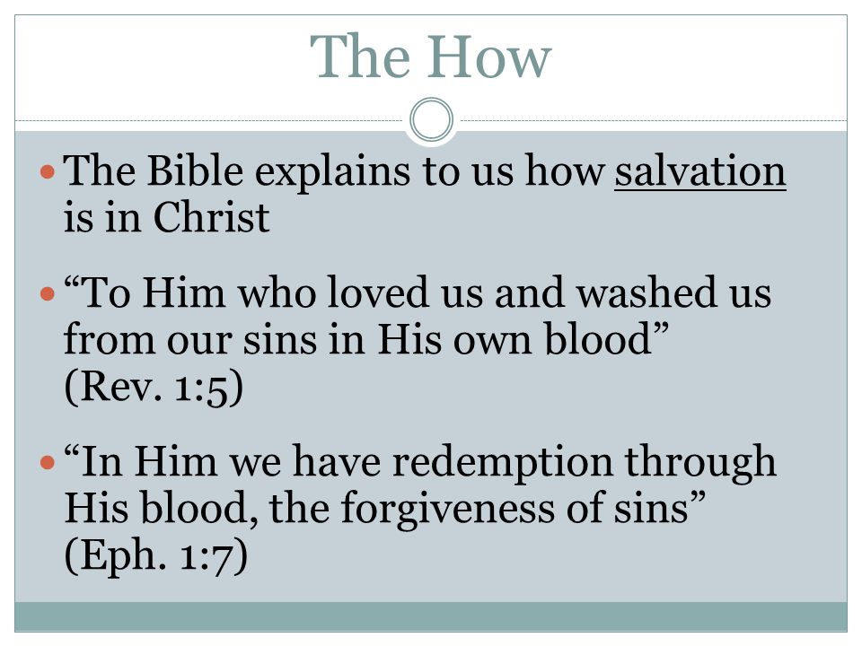 The How The Bible explains to us how salvation is in Christ