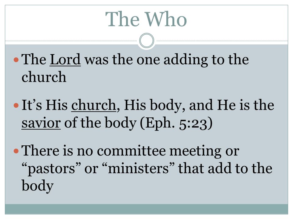 The Who The Lord was the one adding to the church