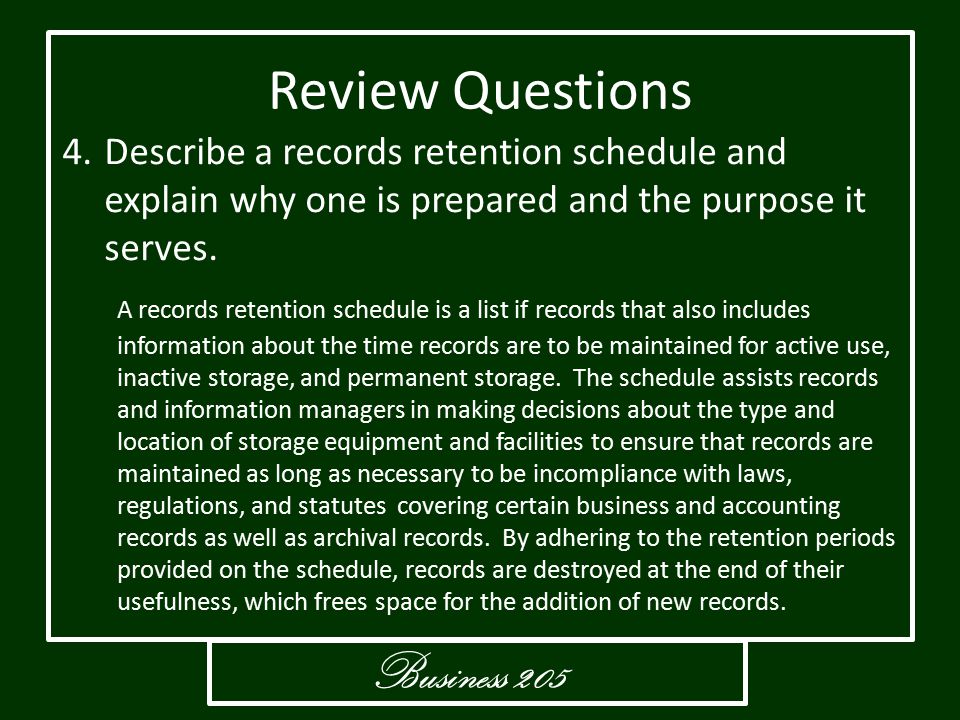Review Questions Business 205