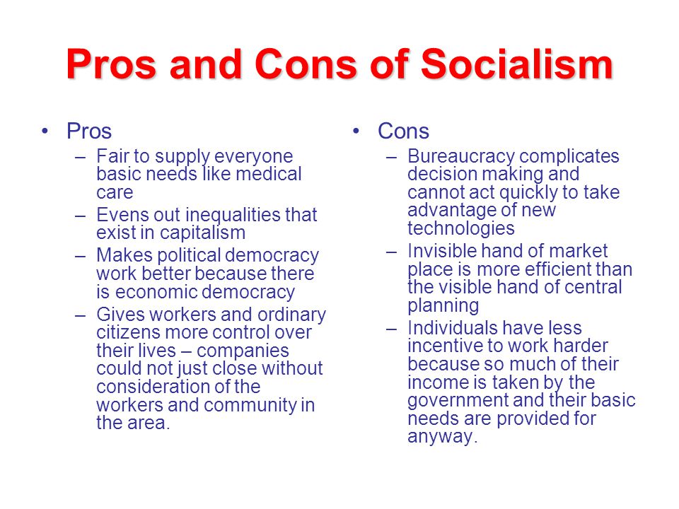 Socialism Pros And Cons Chart