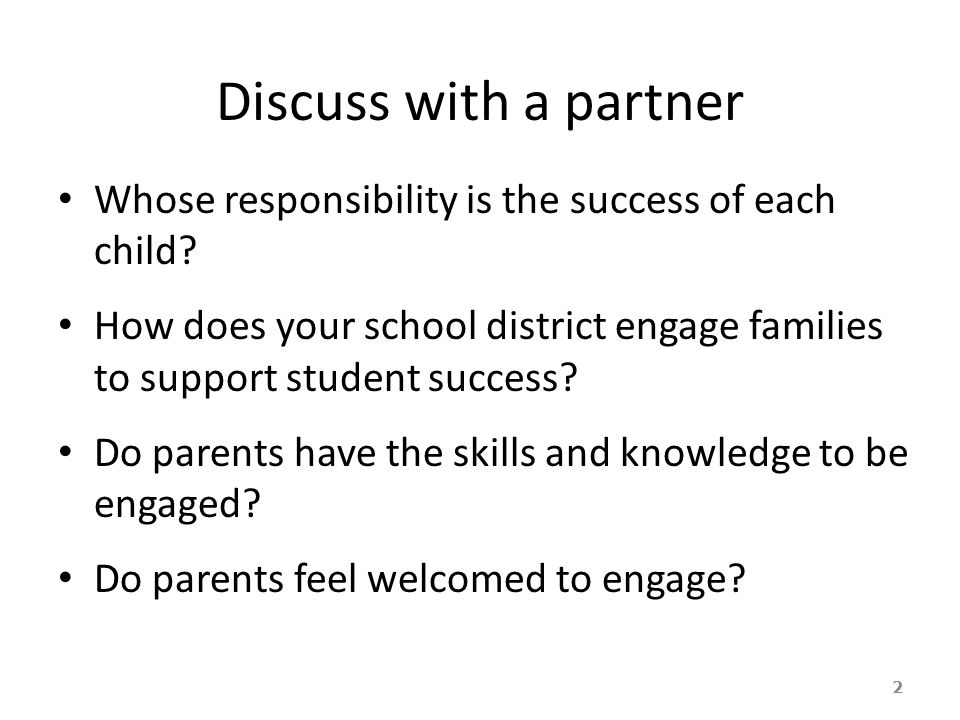 Discuss with a partner Whose responsibility is the success of each child