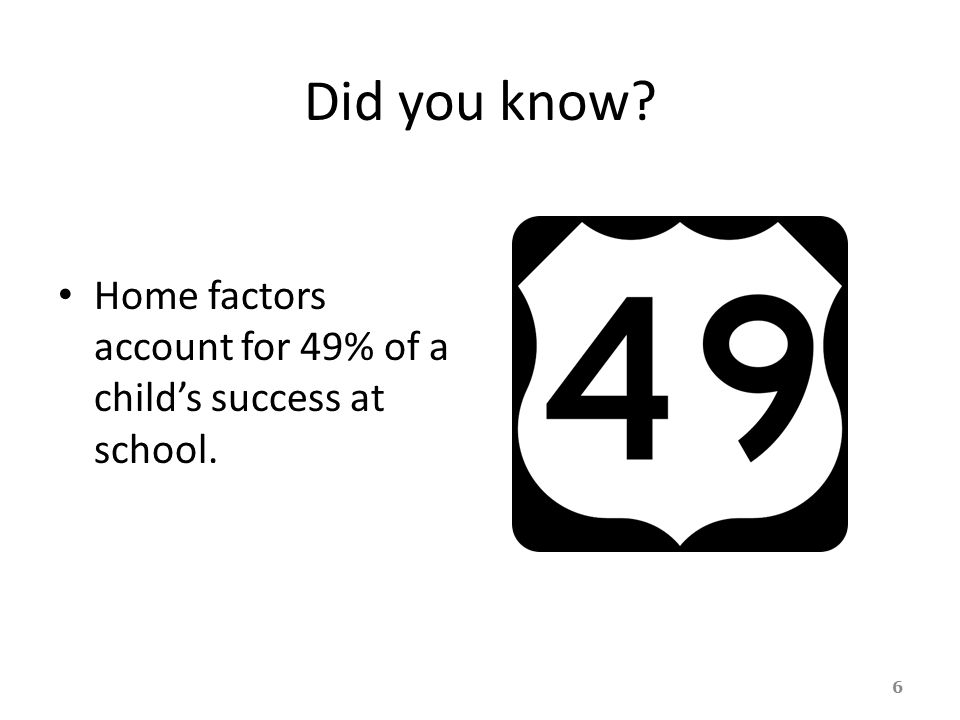 Did you know Home factors account for 49% of a child’s success at school.