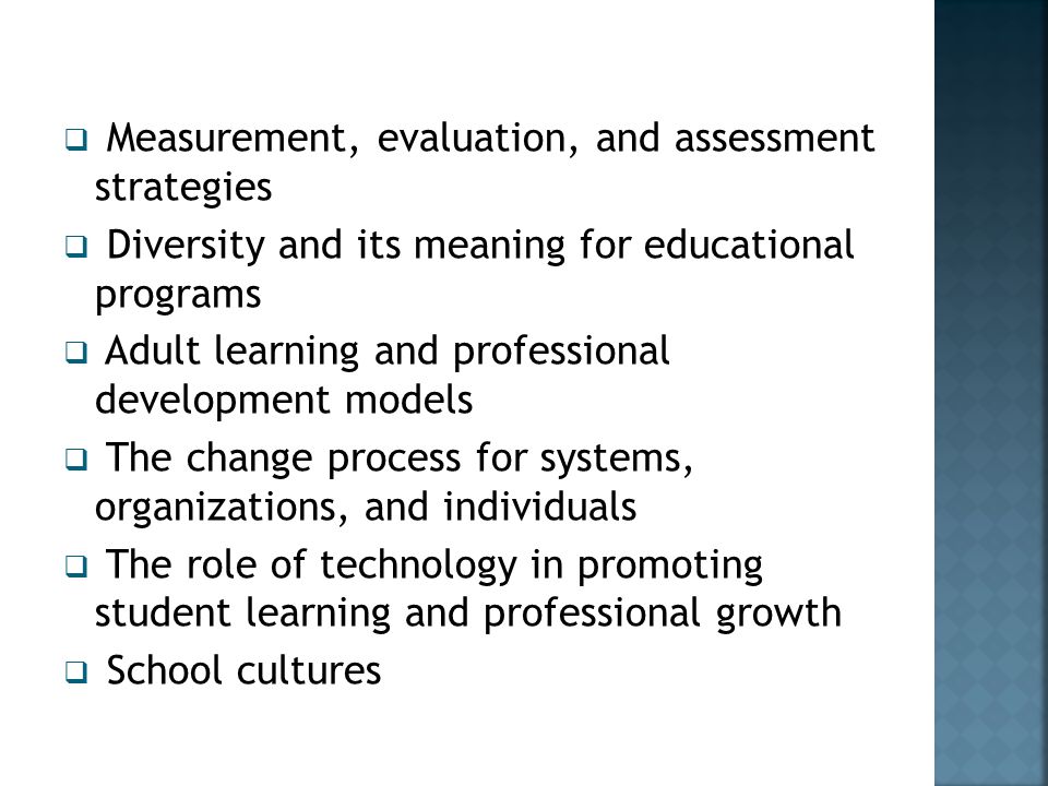 Measurement, evaluation, and assessment strategies