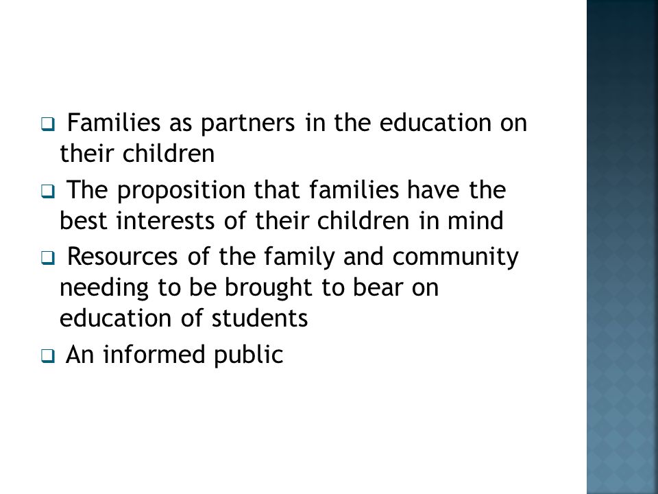 Families as partners in the education on their children