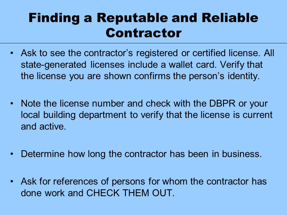 Finding a Reputable and Reliable Contractor