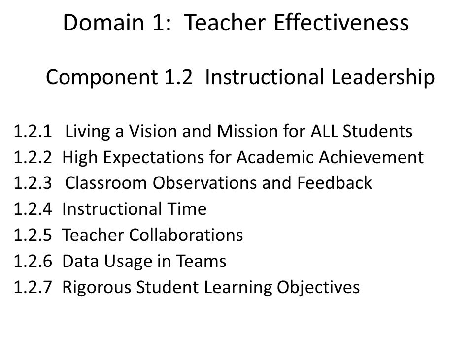 Domain 1: Teacher Effectiveness