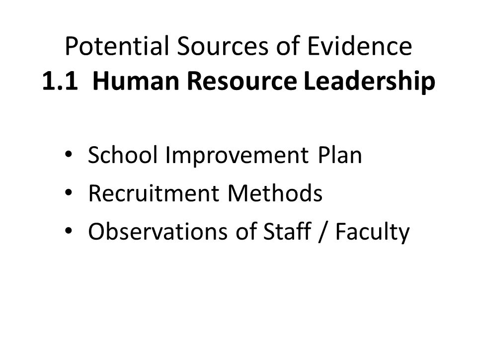 Potential Sources of Evidence 1.1 Human Resource Leadership
