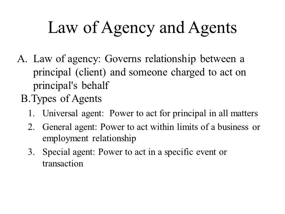 Law of Agency and Agents