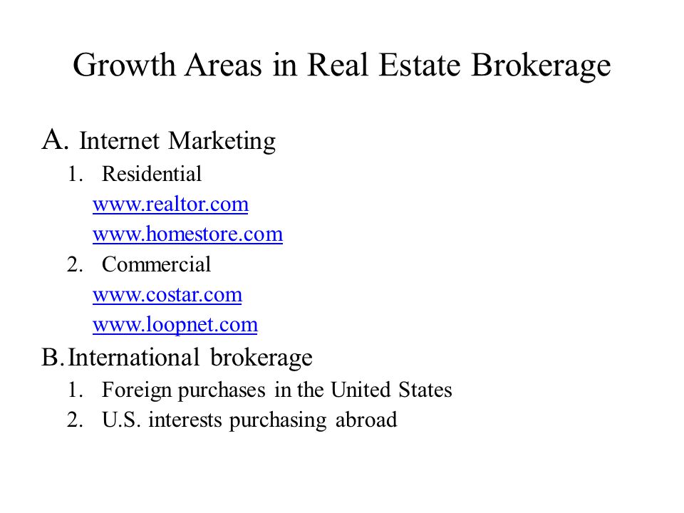 Growth Areas in Real Estate Brokerage