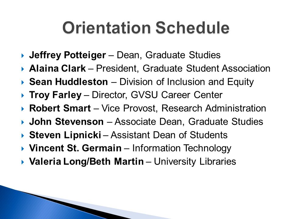 to New Graduate Student Orientation at GVSU Fall ppt download