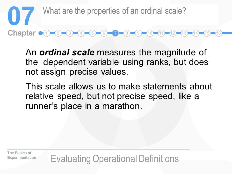 What are the properties of an ordinal scale