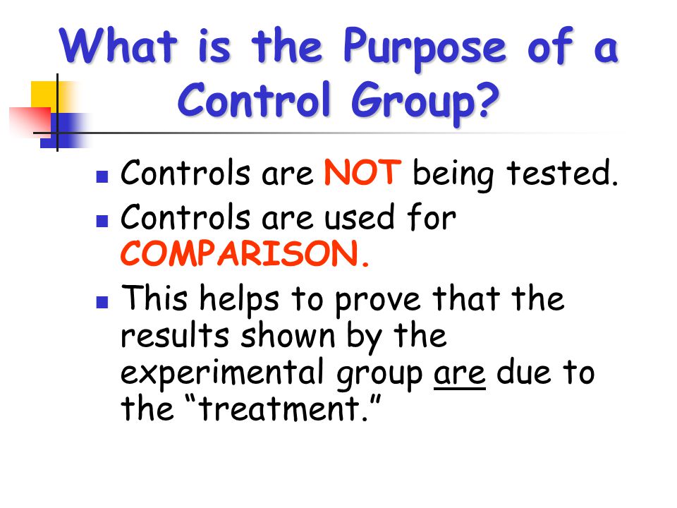 What is the Purpose of a Control Group