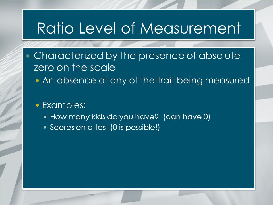 Ratio Level of Measurement