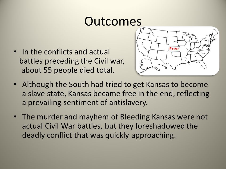 Outcomes In the conflicts and actual battles preceding the Civil war,