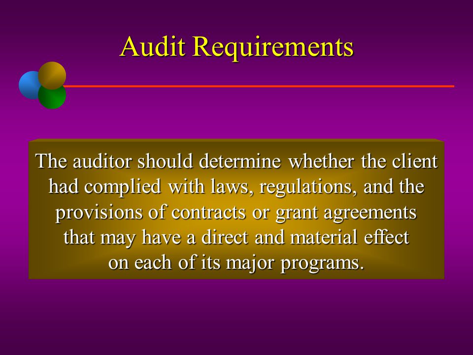 Audit Requirements The auditor should determine whether the client