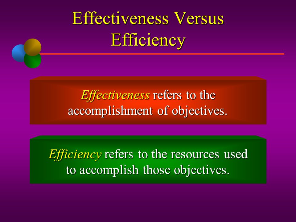 Effectiveness Versus Efficiency