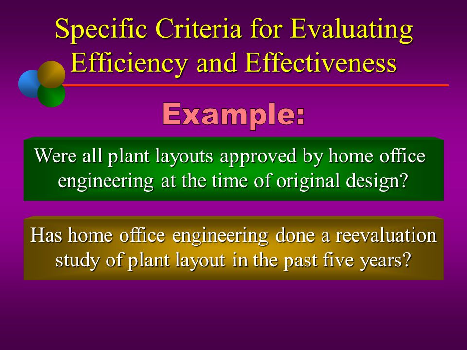Specific Criteria for Evaluating Efficiency and Effectiveness
