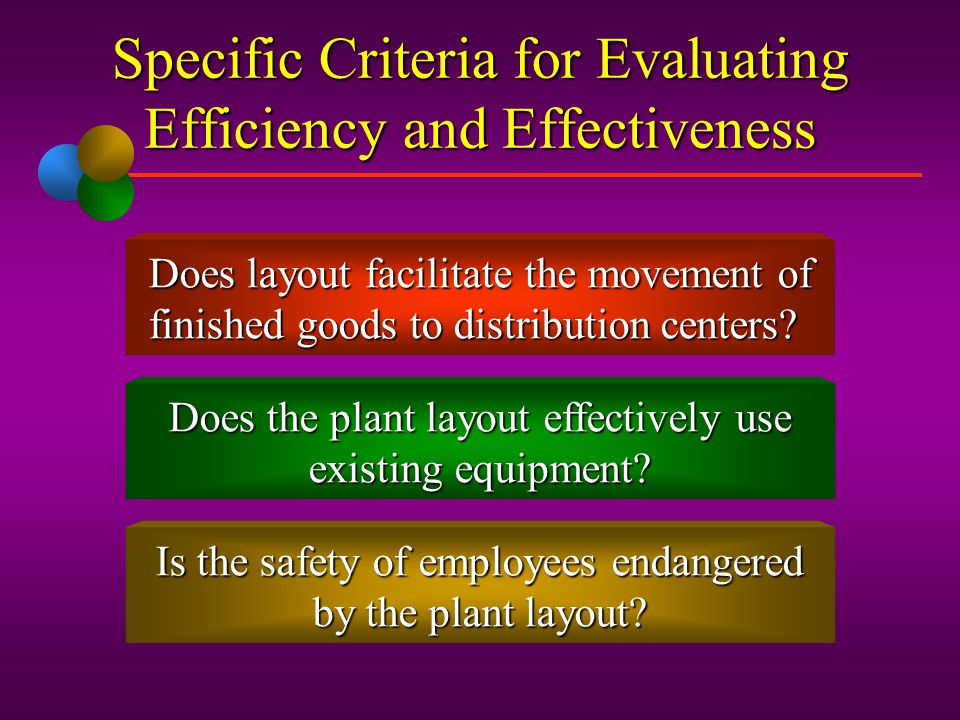 Specific Criteria for Evaluating Efficiency and Effectiveness