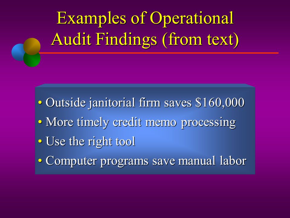 Examples of Operational Audit Findings (from text)