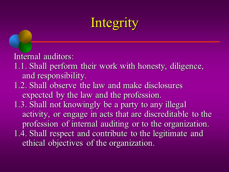 Integrity Internal auditors: